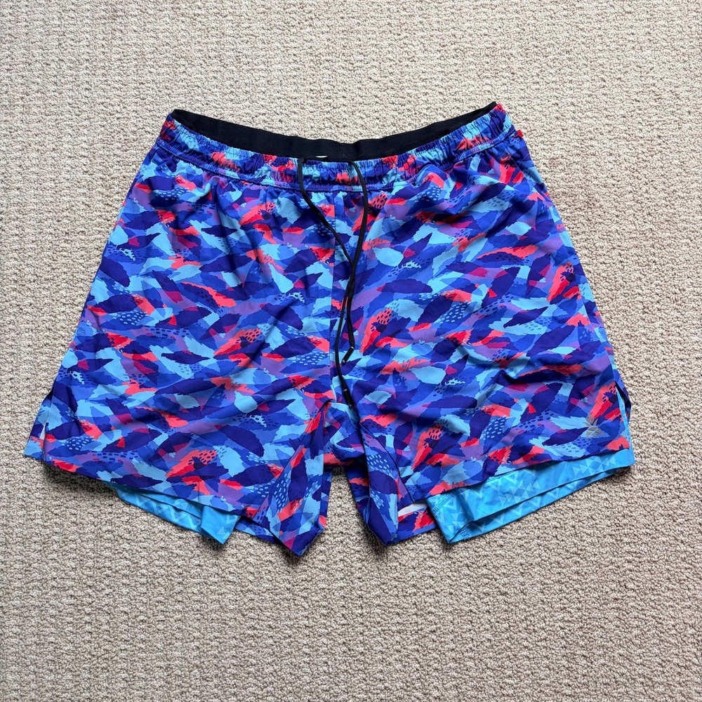 Chubbies Ultimate Training Shorts Blue Red Abstract Print 5.5" Inseam Mens 2XL
